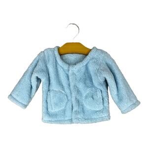 Little Giraffe baby blue soft plush jacket with pockets INFANT SIZE 6-12 months